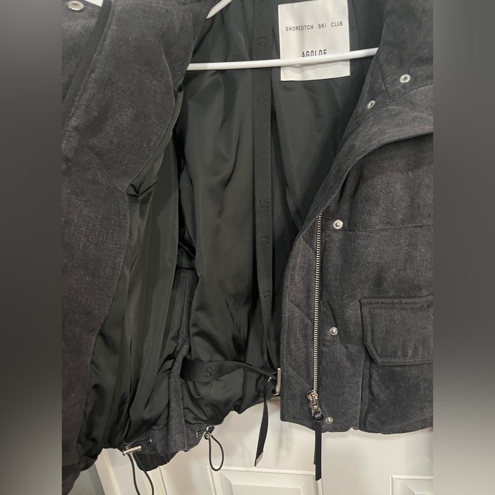 AGOLDE Relaxed 
Nova Denim Puffer In Marbled Blk (washed BIk) Puffer Jacket XS - Picture 15 of 16
